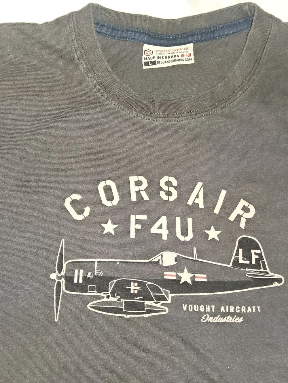 Red Canoe Corsair F4U Aircraft Tee Mens L Heritage Aviation Streetwear Military - Picture 3 of 7